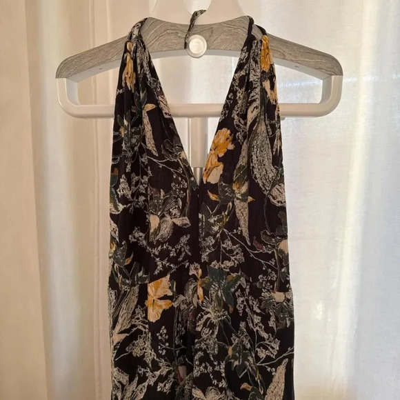 Free People Black and green floral jumpsuit with open back - Picture 5 of 6